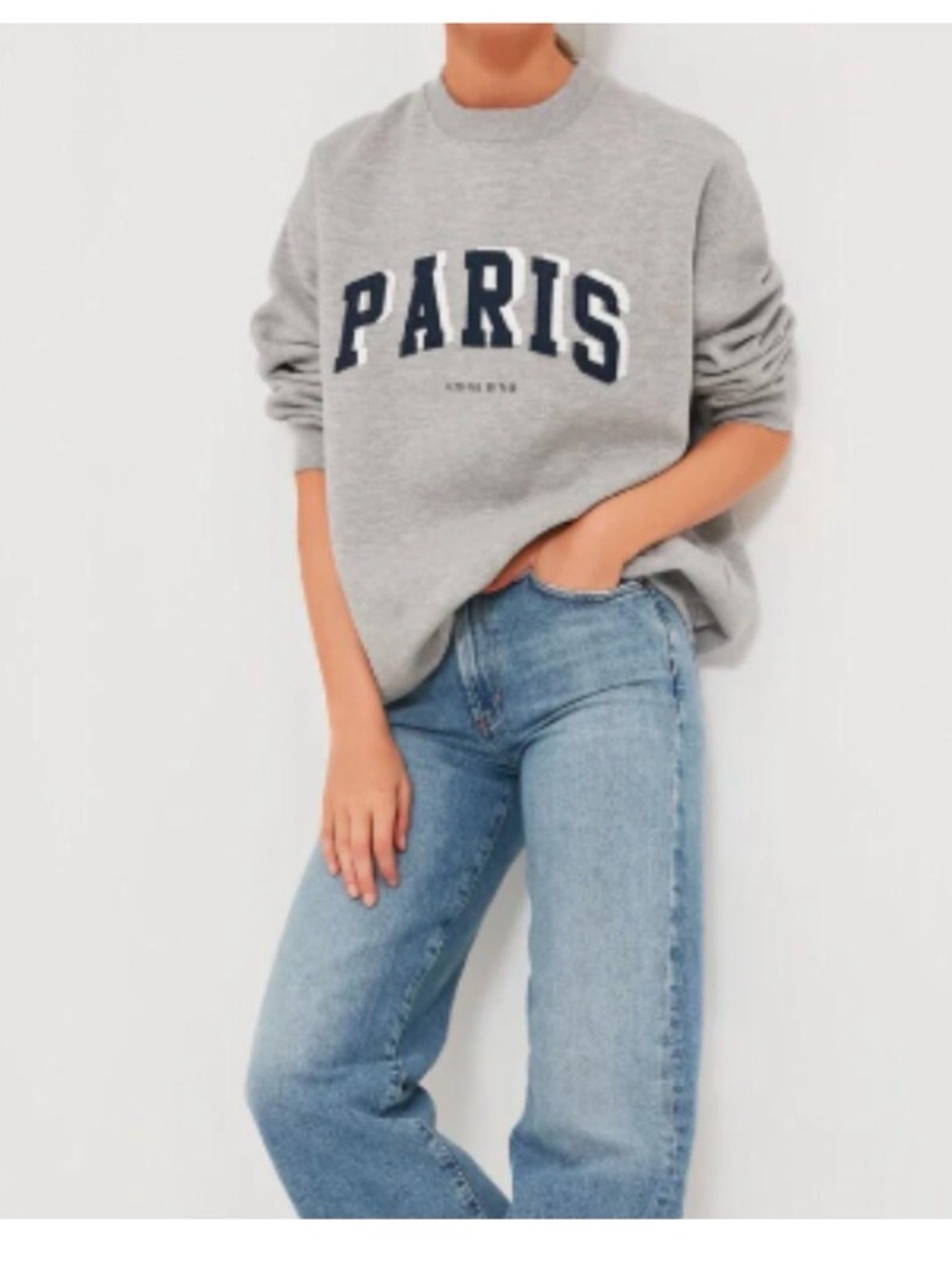 Anine Bing Tyler Paris Sweatshirt Heather Grey Size XS Oversized